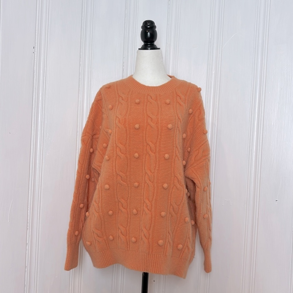 Large Oversized Peach Popcorn Chunky Knit Sweater